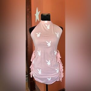 NWT-Reworked Misguided X Playboy tie back mini dress